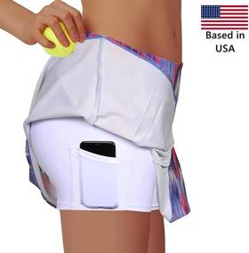 img 3 attached to Women's Golf Skirt Tennis Skort Rainbow Tree Pleated with Inner Side Pockets - Ideal for Indoor Exercise, Runs Larger