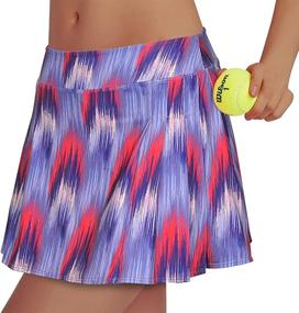 img 2 attached to Women's Golf Skirt Tennis Skort Rainbow Tree Pleated with Inner Side Pockets - Ideal for Indoor Exercise, Runs Larger