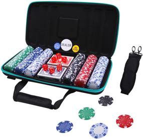 img 4 attached to 🎰 Deluxe Demteric Poker Chip Set - 200PCS / 300PCS / 500PCS with Upgraded Soft Shell Case, 11.5g Casino Chips Game Set for Texas Holdem Blackjack Gambling