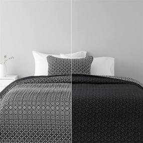 img 4 attached to 🛏️ Black Bohemian Twin Quilt Set - Pre-Washed Reversible Microfiber - 2-Piece - Amazon Basics