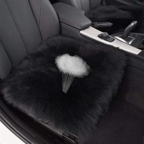 img 3 attached to 🐑 Luxurious Gracefur Natural Sheepskin Car Seat Cushion Cover - Winter Warmth with Long Wool - Universal Fit for Car, Office Chair, and Armchair - 1 Piece (Black)