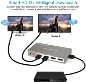 img 2 attached to 🔌 HDMI 2.0b сплиттер 1x4 - NEWCARE 4K@60Гц HDMI сплиттер 1 вход на 2 3 4 выходов, поддерживает HDR, 3D, HDMI 2.0, HDCP 2.2 для Apple TV, Roku, Fire TV Stick, HDTV, PS4, Xbox One, Chromecast и другое.