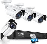 📷 zosi h.265+ full 1080p home security camera system: 8 channel cctv dvr with 1tb hard drive and 4 x 1080p weatherproof surveillance cameras for outdoor/indoor monitoring - motion alerts & night vision logo