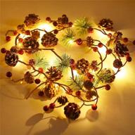 🎄 funpeny christmas pinecones string lights - 6.56ft 20 led pine needles with red berries fall light garland, indoor outdoor decor for thanksgiving, christmas, autumn themed party logo