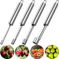 efficient multi-function stainless steel fruit corer and pitter set - 4 piece set for home kitchen, perfect for pears, cherries, jujubes, and red dates logo