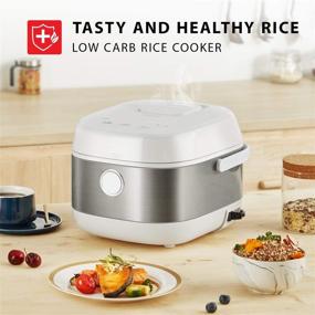 img 3 attached to Toshiba Low Carb Digital Programmable Multi-functional Rice Cooker, Slow Cooker, Steamer & Warmer, 5.5 Cups Uncooked with Fuzzy Logic, One-Touch Cooking, 24 Hour Delay Timer, Auto Keep Warm Feature - White