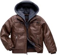 winter motorcycle jacket for boys - faux leather coat in pleather | clothing jackets & coats logo