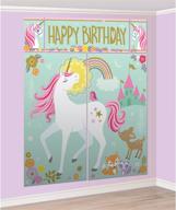 🦄 amscan magical unicorn scene setter: transform your party with photo booth props & multicolor decorations! logo