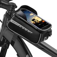 🚲 sports joy waterproof bike phone front frame bag: handlebar storage bag for mountain bikes, top tube crossbar bag, cycling phone holder compatible with iphone 11 xs max xr fit 6.5 logo