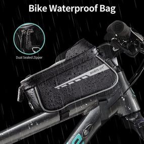 img 2 attached to 🚲 SPORTS JOY Waterproof Bike Phone Front Frame Bag: Handlebar Storage Bag for Mountain Bikes, Top Tube Crossbar Bag, Cycling Phone Holder Compatible with iPhone 11 XS Max XR Fit 6.5