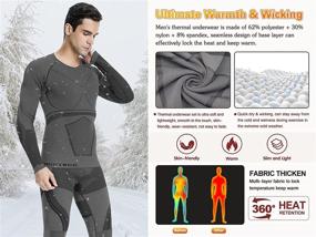 img 3 attached to 🥶 GOROBOY Men's Thermal Underwear Set, Cold Weather Base Layer Top & Bottom for Quick Dry Winter, Compression Long Johns Heated Gear in Grey