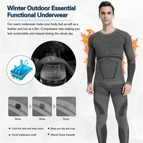 img 1 attached to 🥶 GOROBOY Men's Thermal Underwear Set, Cold Weather Base Layer Top & Bottom for Quick Dry Winter, Compression Long Johns Heated Gear in Grey