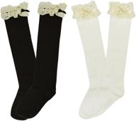 🎀 adorable bowbear girls vintage lace knee high socks: classic charm and comfort! logo