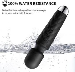 img 2 attached to 🌊 Premium Waterproof Wand Massager - 8 Speeds, 20 Vibration Modes, USB Rechargeable, Handheld, Cordless, Muscle Stress Relief, Full Body Relaxation - Black