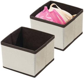 img 4 attached to 👚 mDesign Soft Fabric Dresser Drawer and Closet Organizer - 2 Pack - Cream/Espresso Brown + Textured Print - For Lingerie, Bras, Socks, Leggings, Clothes, Jewelry, Scarves