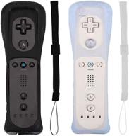 playhard 2 pack remote controllers for nintendo wii & wii u - includes silicone cases and wrist straps (black/white) logo