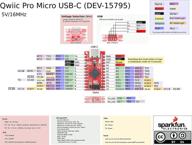 🔌 sparkfun qwiic pro micro usb-c (atmega32u4) - arduino разработочная плата с 5v / 16мгц микроконтроллером, регулятором напряжения 3.3v ap2112, отливными контактными площадками pth, кнопкой сброса и поддержкой входного напряжения до 6в. логотип