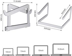 img 1 attached to 📱 Портативный алюминиевый держатель для ноутбука - эргономичная подставка для охлаждения ноутбука MacBook Pro/Air, HP, Lenovo, Sony, Dell и других ноутбуков от 10 до 15,6 дюймов - серебристый