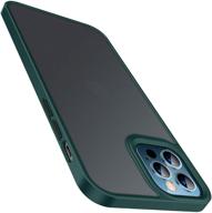 📱 torras shockproof compatible for iphone 12 case/ iphone 12 pro case, [military grade drop tested] translucent matte hard pc back w/ soft silicone edge, slim protective guardian - green logo