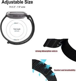 img 3 attached to SZWJT-LV Replacement Straps for Fitbit Versa 3 and Sense - Soft Adjustable Sport Bands for Women and Men, Black