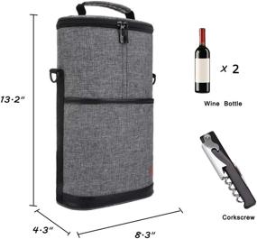 img 3 attached to ALLCAMP Insulated Wine Tote Carrier - Portable Canvas Wine Bag for Travel, BYOB Restaurant, Wine Tasting, Party - Great Christmas Day Gift for Wine Lover, Gray - 2 Bottle Capacity