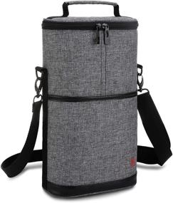 img 4 attached to ALLCAMP Insulated Wine Tote Carrier - Portable Canvas Wine Bag for Travel, BYOB Restaurant, Wine Tasting, Party - Great Christmas Day Gift for Wine Lover, Gray - 2 Bottle Capacity