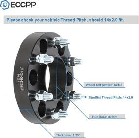 img 3 attached to 🔩 Заменитель ECCPP проставки для колес 6x135 2X 1.25 6 шпилек толщиной 32 мм для Ford Expedition, Lincoln Navigator, Mark LT с болтами размером 14x2.