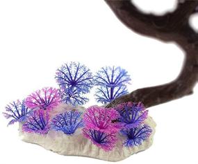 img 2 attached to 🌿 Artificial Underwater Grass for Aquarium Tanks - Decorative Plastic Fish Tank Plants in Blue and Purple Shades