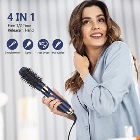 img 1 attached to 🌀 Hot Air Brush One Step Hair Dryer & Volumizer - Negative Ion Ceramic Blow Dryer Brush 4 in 1 Straightener Curler Styler for Smooth, Soft, and Frizz-Free Hair (2.18*1.69*13.7 inch)