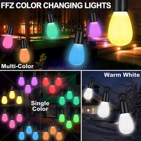 img 3 attached to 🔌 49Ft LED Outdoor String Lights with Remote Control & Phone App - Color Changing Dimmable Waterproof Patio Lights for Garden Decor, Backyard - Shatterproof Hook, 25 Bulbs