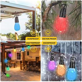 img 2 attached to 🔌 49Ft LED Outdoor String Lights with Remote Control & Phone App - Color Changing Dimmable Waterproof Patio Lights for Garden Decor, Backyard - Shatterproof Hook, 25 Bulbs