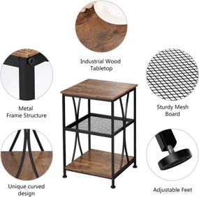 img 2 attached to 🪑 Rustic Style Vintage Side Table - Industrial Nightstand with 3 Tier Shelves for Small Spaces - Perfect for Living Room or Bedroom (Rectangle)