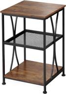 🪑 rustic style vintage side table - industrial nightstand with 3 tier shelves for small spaces - perfect for living room or bedroom (rectangle) логотип