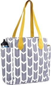 img 4 attached to 🎯 Versatile Work Tote: Arrow Print Teacher's Tote & School Bag in Gray