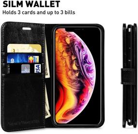 img 2 attached to 📱 MONASAY iPhone Xs MAX Wallet Case - 6.5-inch Flip Folio Leather Cell Phone Cover with Credit Card Holder & Glass Screen Protector for Apple iPhone Xs MAX