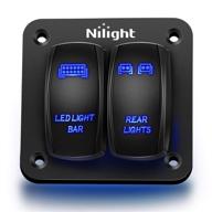 🚤 nilight 90104b 2-gang aluminum laser rear led light bar rocker switch panel for marine boat car atv utv, 12/24v, 5pin on/off, pre-wired, 2-year warranty logo