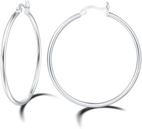 img 4 attached to 🔸 Carleen Gold Plated 925 Sterling Silver Hoop Earrings, High Polished Round Tube Click-Top Huggie Piercing, Small/Medium/Large Big Hoop Earrings for Women Girls, Fine Jewelry Gifts in All Sizes