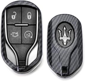 img 4 attached to 🔑 iJDMTOY Carbon Fiber Key Fob Shell for Maserati Quattroporte, Ghibli, Levante - Exact Fit, Black Glossy Finish
