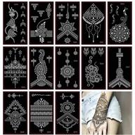 henna tattoo stencil set: xmasir glitter temporary tattoos (30 sheets) - indian henna sticker kit for body and hand painting (1) logo