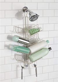 img 2 attached to 🛁 iDesign Verona Satin Silver Metal Hanging Bathroom Shower Caddy, Extra Space for Shampoo, Conditioner, Soap, Razors, Loofahs, and Towels - 24.6" x 10.6" x 3.8