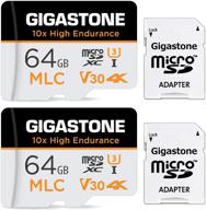 ⚡ gigastone 64gb 2-pack mlc micro sd card, 10x high-endurance 4k video recording, for security cam, dash cam, surveillance | compatible 100mb/s, u3 c10 logo