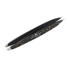 img 4 attached to FARAH Z-Tweeze Pro Stainless Steel Tweezers - Galaxy Gold Style | Slanted and Pointed Tips | Dual Ended Precision