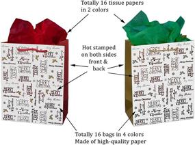 img 1 attached to 🛍️ Premium 32 Pc Set of Medium Christmas Bags with Tissue Papers - 16 Bags, 16 Tissue Papers Included