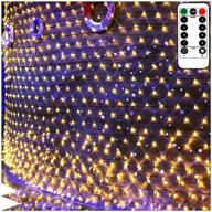 🔋 battery powered warm white led net curtain fairy lights - 100 string lights, 8 modes, remote timer, dimmable garden patio mesh lighting for bush deck fence wall party wedding christmas decor (size: 4.9ft x 4.9ft) логотип