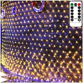 img 4 attached to 🔋 Battery Powered Warm White LED Net Curtain Fairy Lights - 100 String Lights, 8 Modes, Remote Timer, Dimmable Garden Patio Mesh Lighting for Bush Deck Fence Wall Party Wedding Christmas Decor (Size: 4.9ft x 4.9ft)