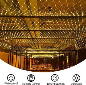 img 1 attached to 🔋 Battery Powered Warm White LED Net Curtain Fairy Lights - 100 String Lights, 8 Modes, Remote Timer, Dimmable Garden Patio Mesh Lighting for Bush Deck Fence Wall Party Wedding Christmas Decor (Size: 4.9ft x 4.9ft)