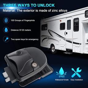 img 3 attached to 🔐 RV Keyless Entry Door Lock Latch for Travel Trailer Camper, 3-in-1 Handler Lock with Fingerprint Recognition, Remote Control Unlocking, and Key Unlocking – Aluminum Alloy (Includes Instructions Manual)