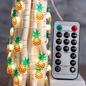 img 2 attached to 🍍 Hawaiian Theme Pineapple Decorative String Lights, 10FT 30LEDs USB & Battery Powered Fairy Lights with Remote Control, Nature Series LED Night Lights for Teen Girls Bedroom Christmas Party Birthday Wedding