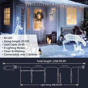 img 1 attached to 🎄 Lyhope Christmas Icicle Lights: 29.6ft 60 LED Mini Crystal Ice String Lights - Perfect for Xmas, Wedding, Garden Décor (Pure White)