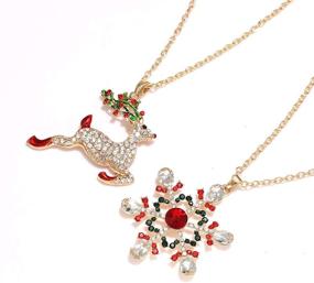 img 1 attached to 🎄 ELEARD Christmas Necklace: Snowflake Reindeer Jewelry for Girls - Dazzle During the Festive Season!